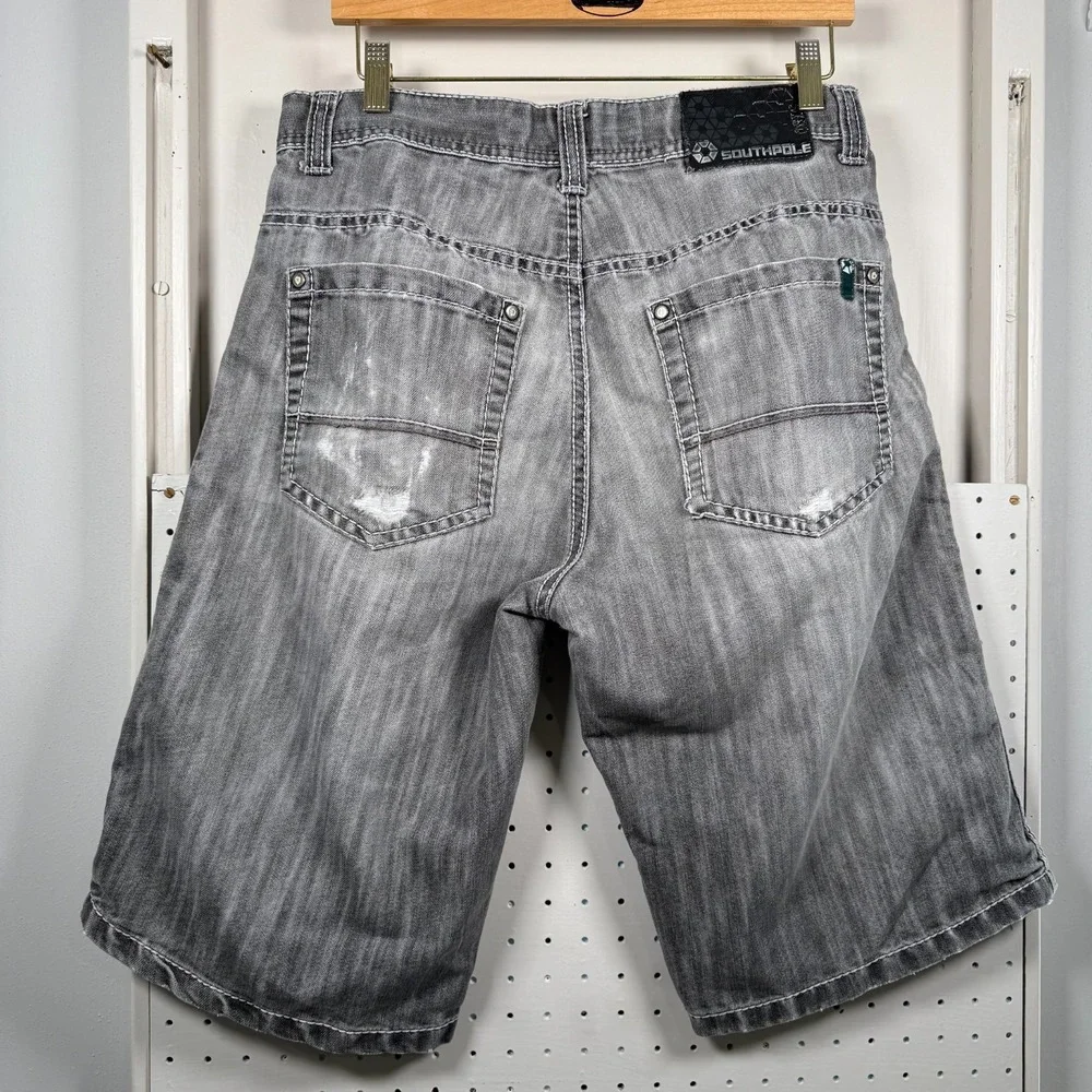 Southpole 5180 Baggy Shorts Men's Gray‎ Denim Mid-Rise Pockets Classic - 32 Y2K